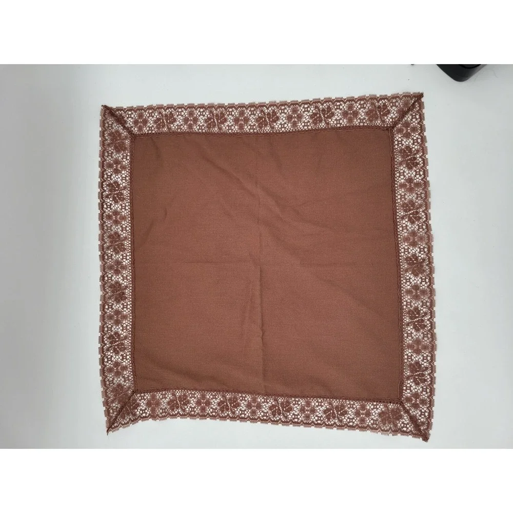 Vintage Brown Lace‎ Trim Edge Napkins Set Of 4 Handmade